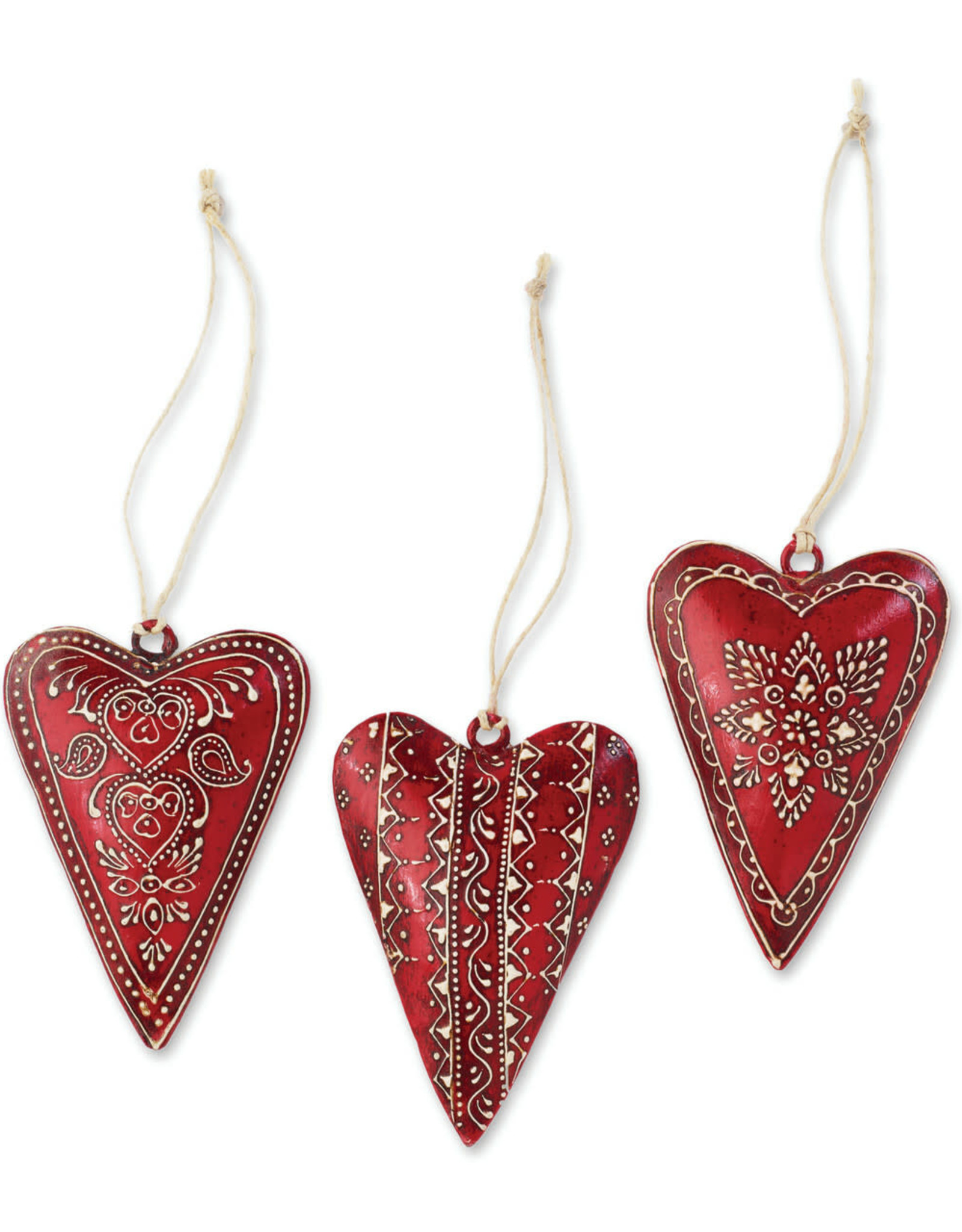 Demdaco Small Metal Red Heart Ornaments - Assorted