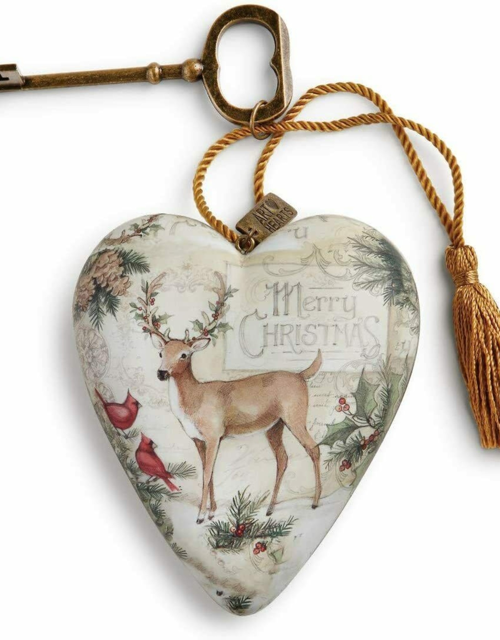 Demdaco Merry Christmas Deer Art Heart