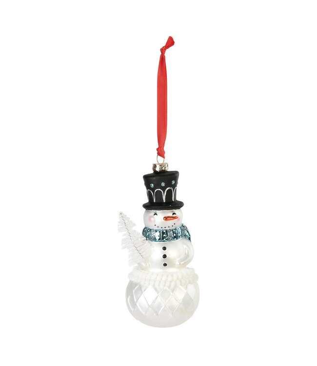 Demdaco Blown Glass Snowman With Scarf Glass Ornament