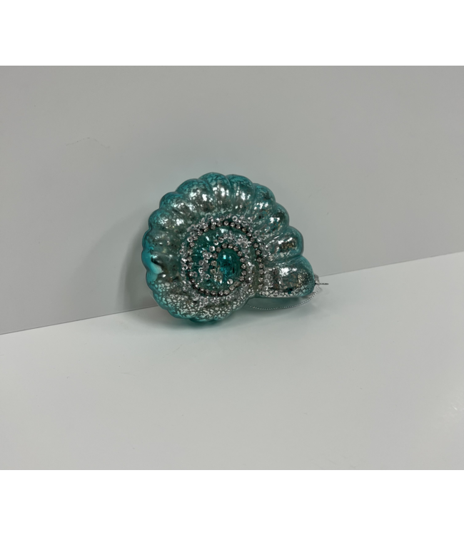 Demdaco Blue & Silver Seashell Glass Ornament - Assorted