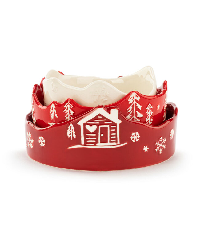 Demdaco Cozy Lodge Ceramic Stacking Bowls / Set of 3