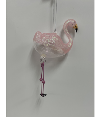 Demdaco Pink Flamingo Glass Ornament