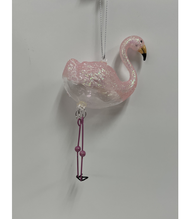 Demdaco Pink Flamingo Glass Ornament