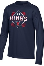 Under Armour UA 2022 - Boys Tech LS Tee, Midnight Navy/Logo In Diamond With Lion Claws In Corners