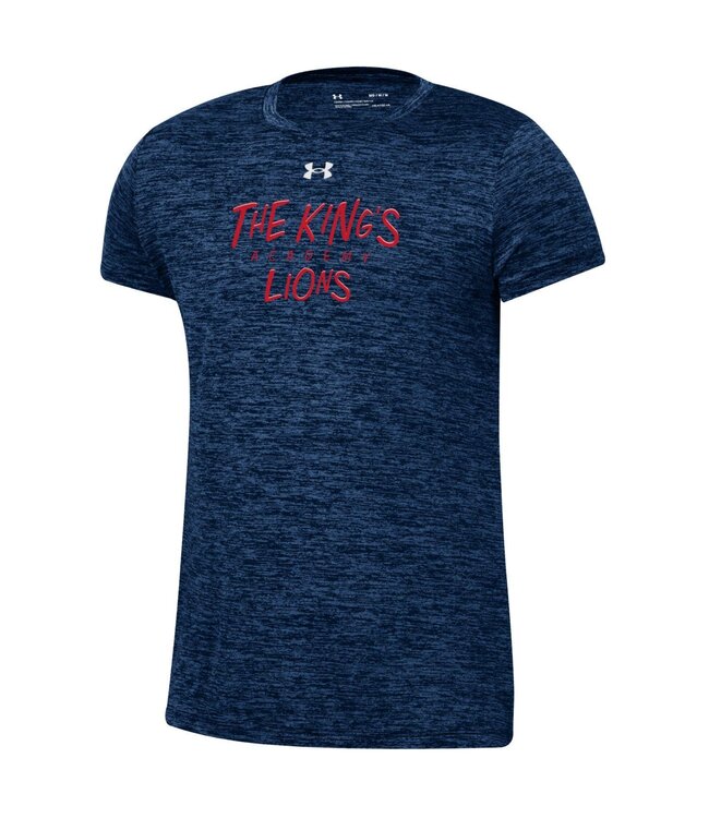 Under Armour 2023 UA - Girl's Tech Navy  Twist SS Tee - The King's over Academy over Lions