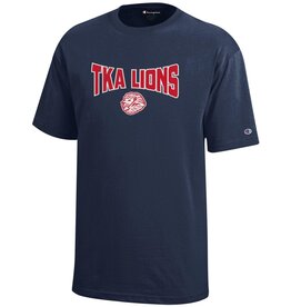 Champion 2023 Champion - Youth Navy Tee - Bowtie Arch TKA Lions Over Lion Logo