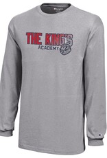 Champion 2023 Champion - Youth LS Grey Tee / The King's over Academy Beside Lion Logo