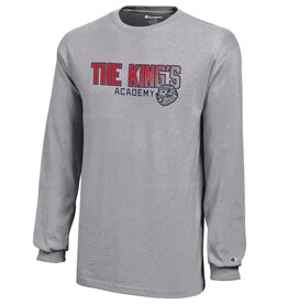 Champion 2023 Champion - Youth LS Grey Tee / The King's over Academy Beside Lion Logo