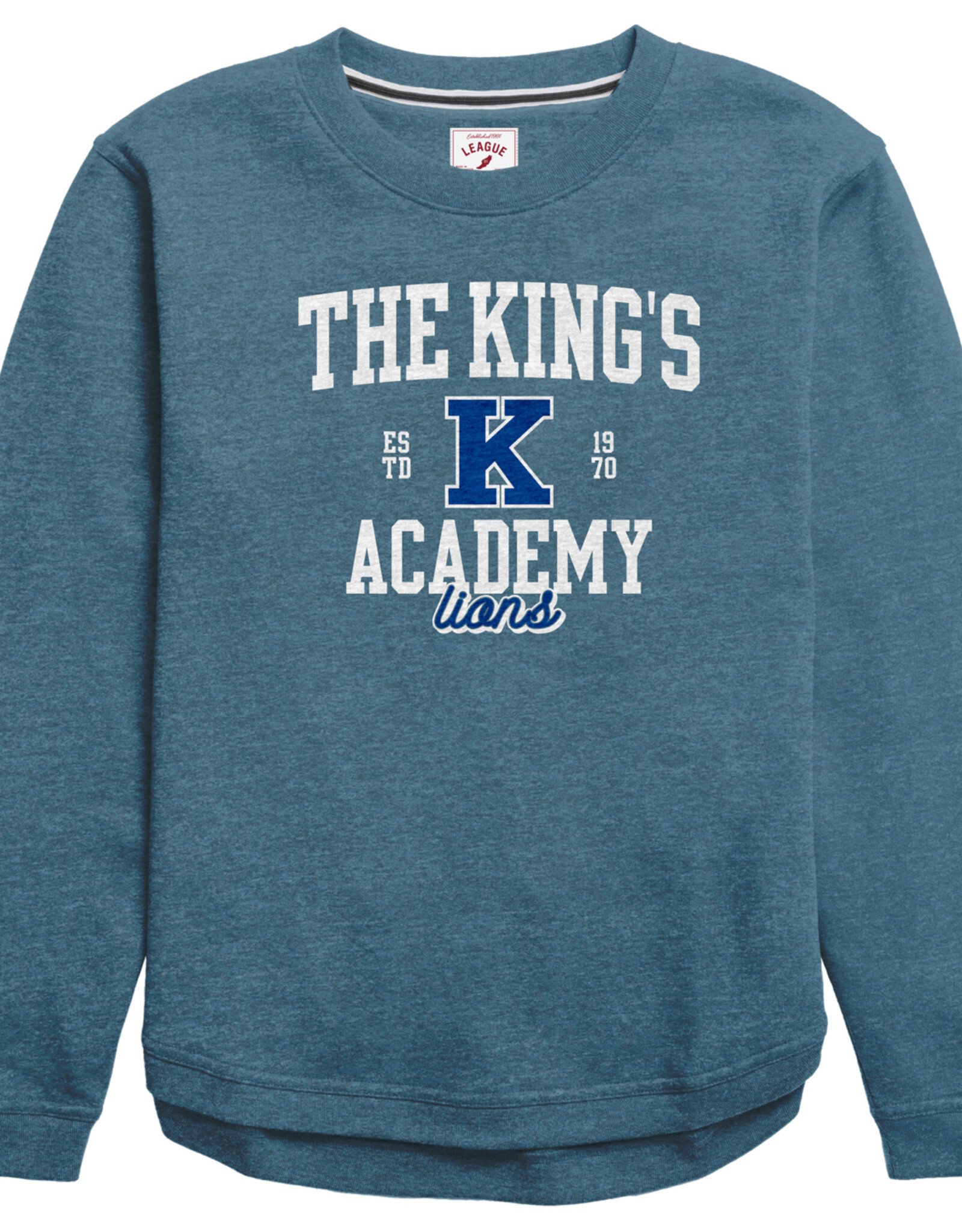 League 2023 League - Fall Heather TR800 w/ The King's Academy Scholar Scrip / Sapphire Blue Crew