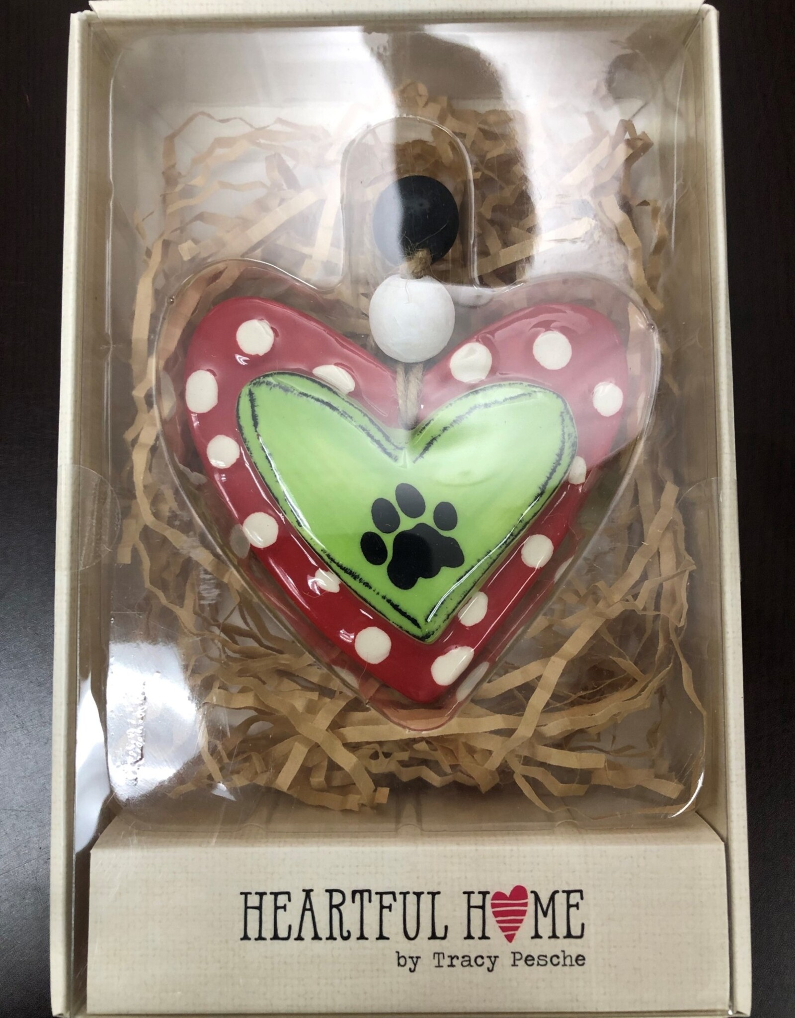 Demdaco Paw Print Heart Ornaments