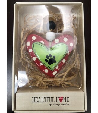 Demdaco Paw Print Heart Ornaments