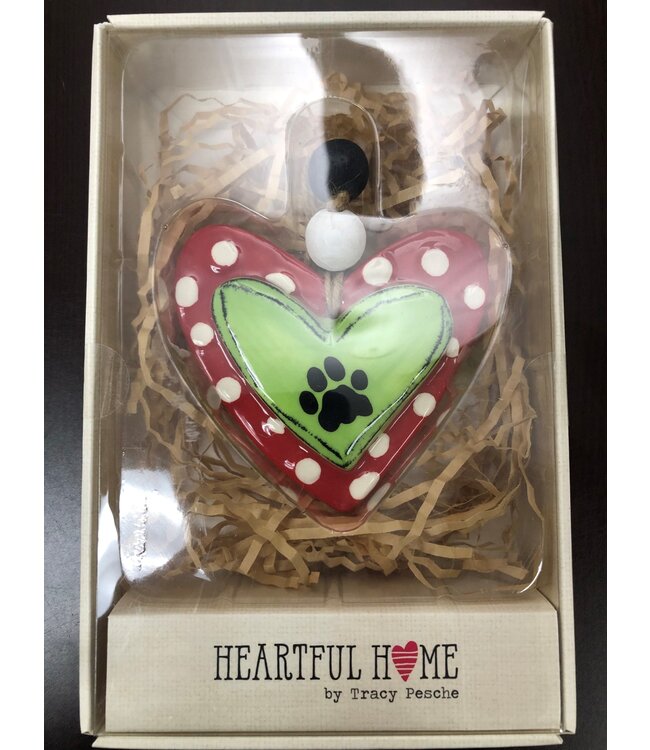 Demdaco Paw Print Heart Ornaments