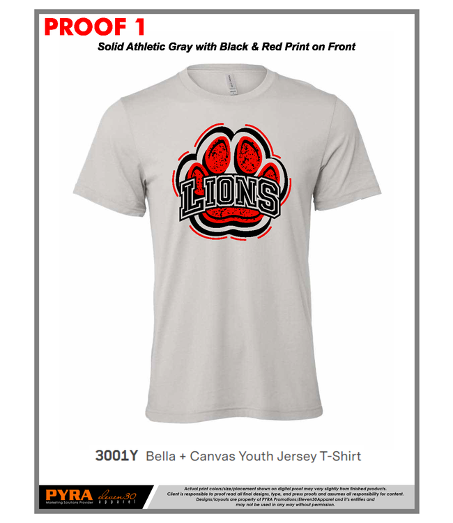 Bella + Canvas 2024 Pyra - SS Bella + Canvas - SS Youth Tee Lion Paw