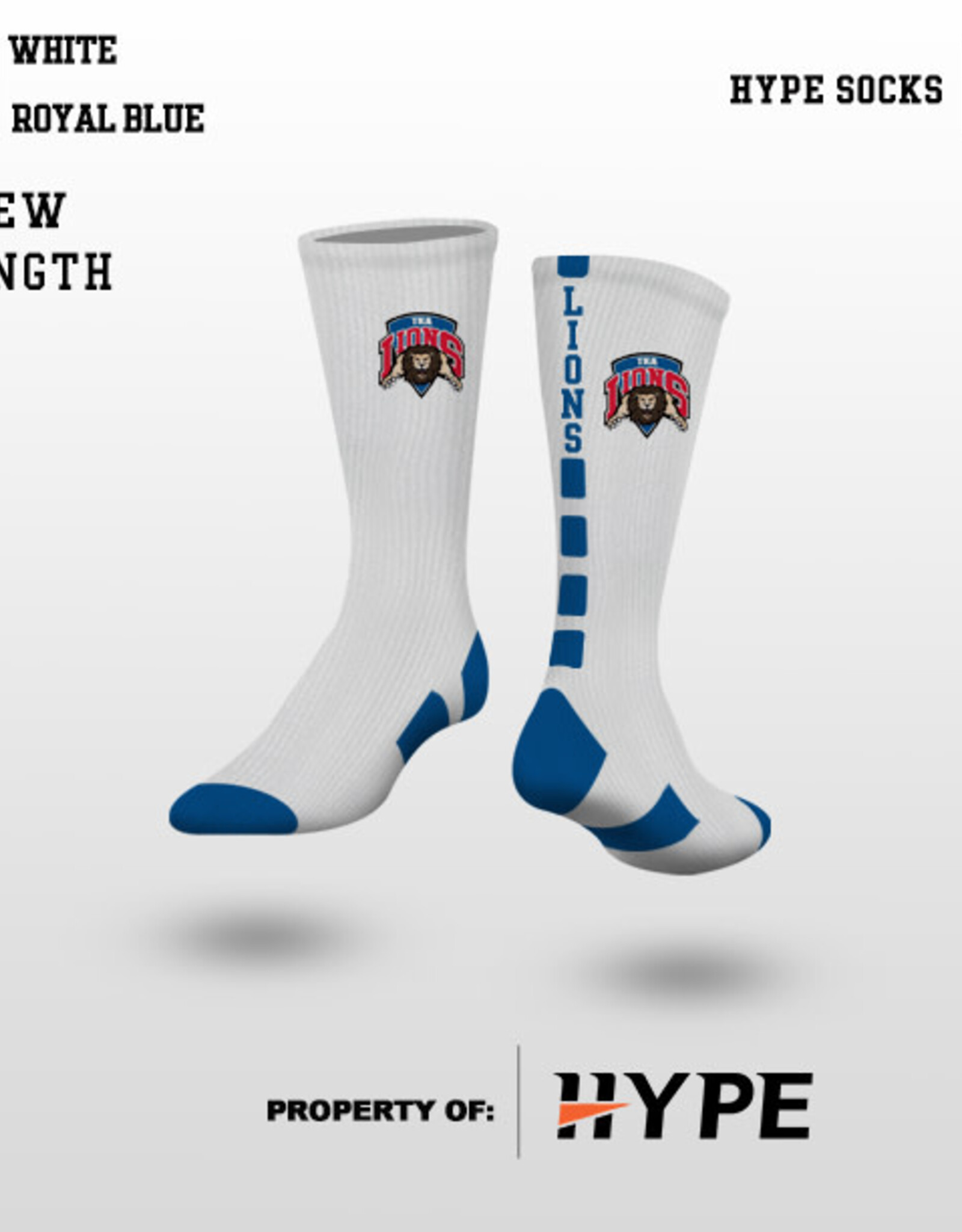 Hype Socks 2024 Hype Socks - White with Royal Lions