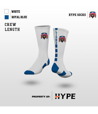Hype Socks 2024 Hype Socks - White with Royal Lions