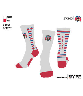 Hype Socks 2024 Hype Socks - White with Red Lions