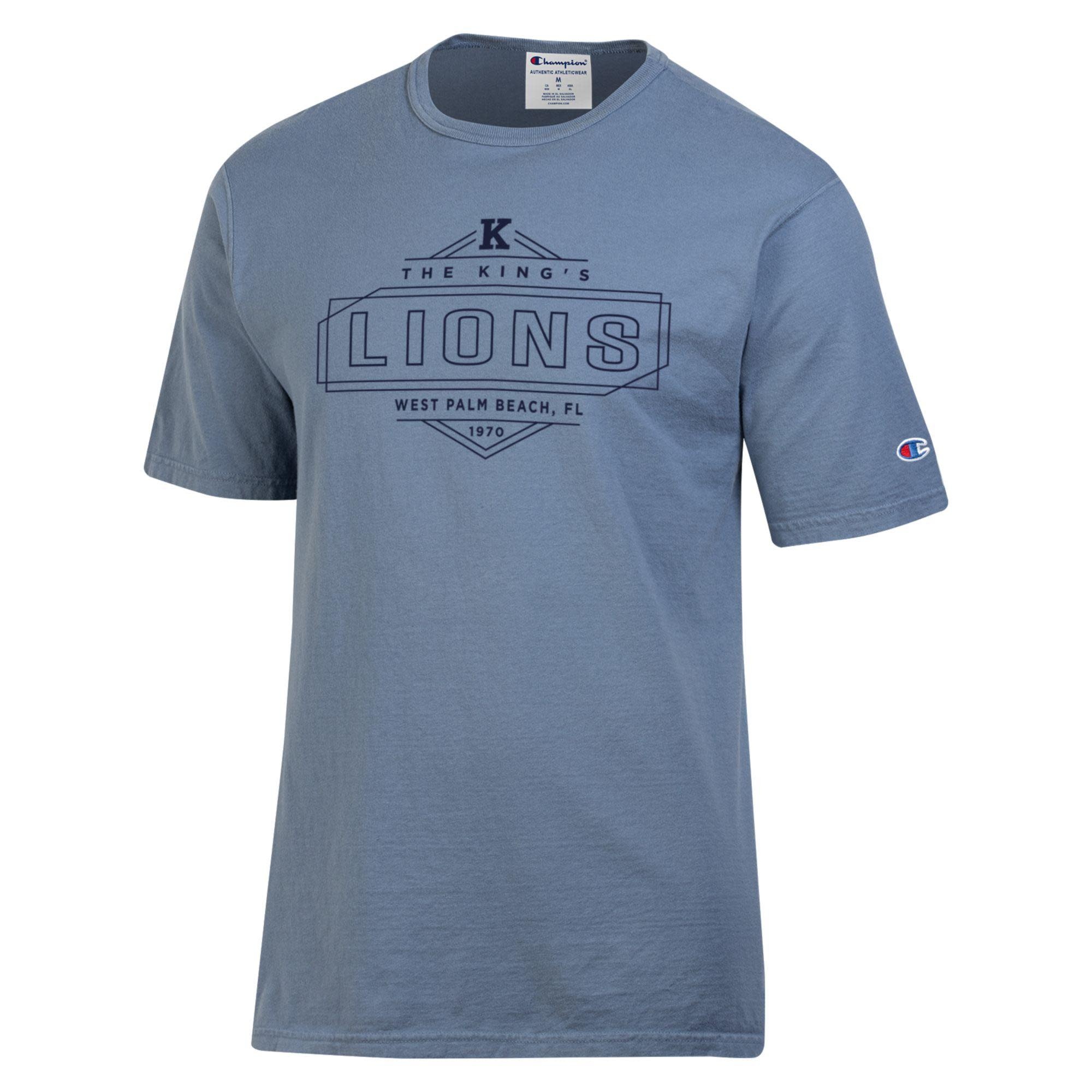 Champion 2024 Champion Men s SS Tee Wildflower Palm Blue The King s Academy School Store