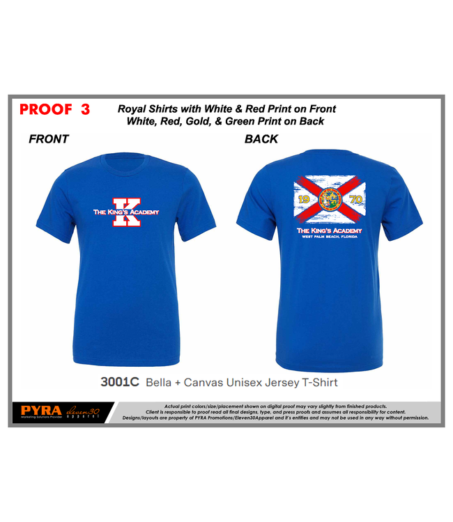 Bella + Canvas 2024 Pyra/Bella Canvas - Youth Royal SS FL Tee