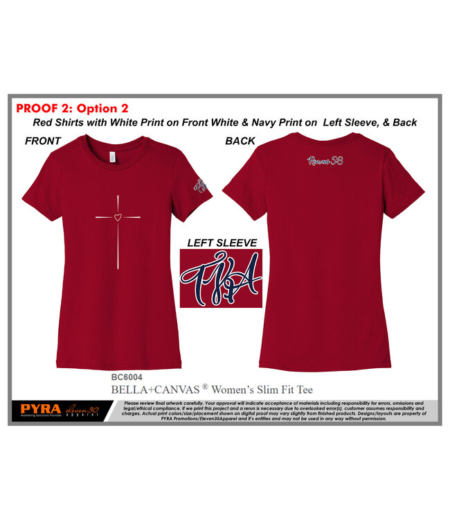 Bella + Canvas 2025 - Pyra - Christian Cross  With Heart - Red