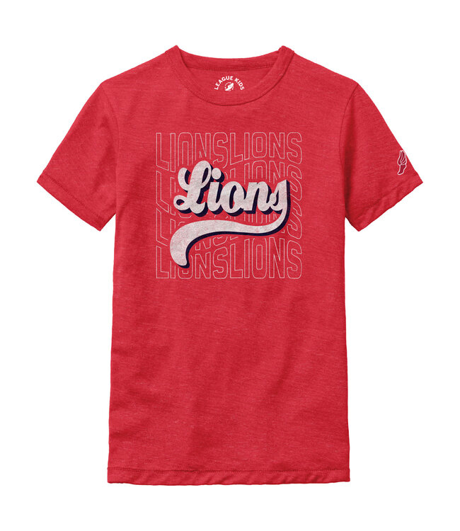 League 2025 League - Youth SS Tee W/ Lions - Heather Red