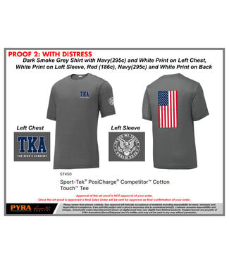 SPORT-TEK 2026 Pyra - SS TKA Tee with USA Flag on the Back - Smoke Grey -