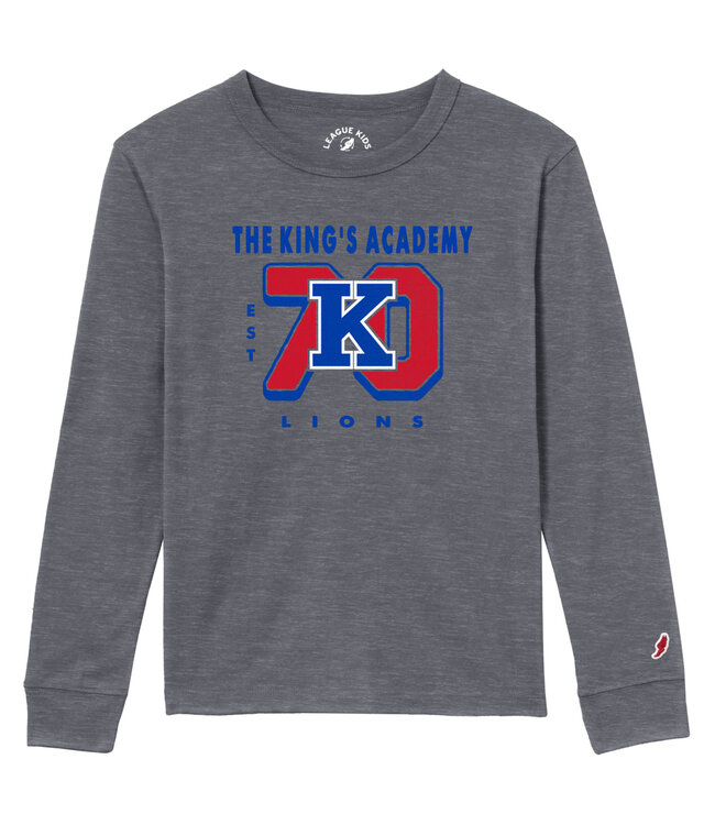 League 2026 League Kids - Youth Victory Falls L / S YB225 W/ The King's Academy - Heather Grey