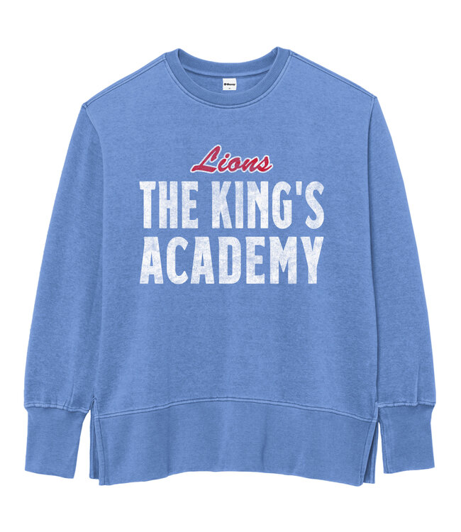 Ouray 2026 Ouray - Women Crewneck Sweatshirt W/ Lions The King's Academy - Heather Power Blue