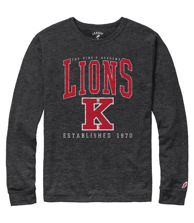 League 2026 League - Men's Varsity Slate LS  Crewneck Tee W/ The King's Academy - Grey