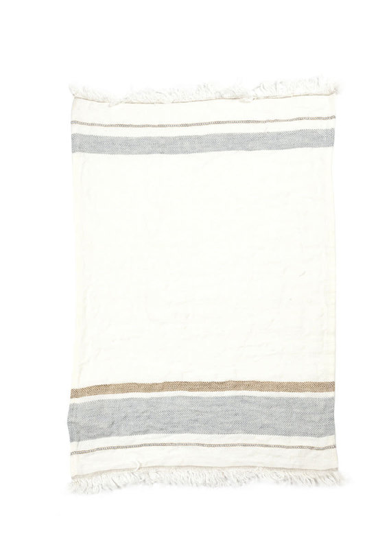 The Belgian Towel Guest towel 21.5x25.5" Oyster stripe
