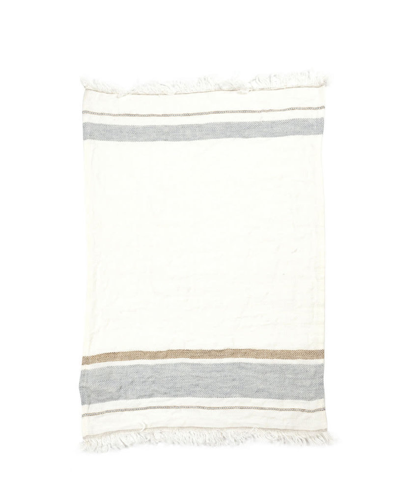 The Belgian Towel Guest towel 21.5x25.5" Oyster stripe