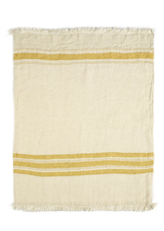 The Belgian Towel Guest towel 21.5x25.5" Mustard Stripe