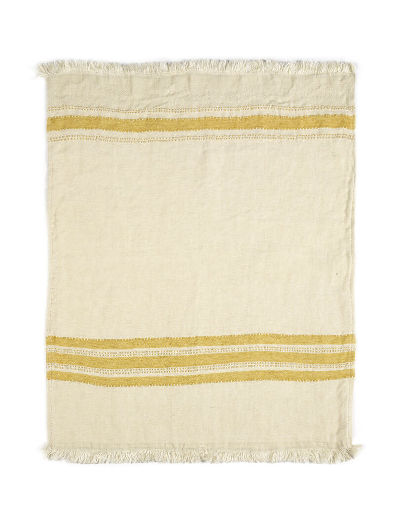The Belgian Towel Guest towel 21.5x25.5" Mustard Stripe