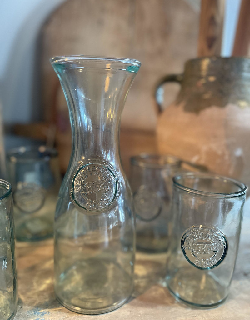 Recycled Glass Carafe Pitcher to compliment Bajo, Conico and Alto Glasses MADE IN SPAIN - 27  OZ