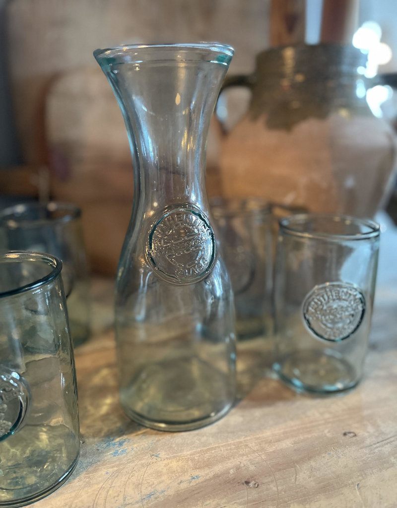 Recycled Glass Carafe Pitcher to compliment Bajo, Conico and Alto Glasses MADE IN SPAIN - 27  OZ
