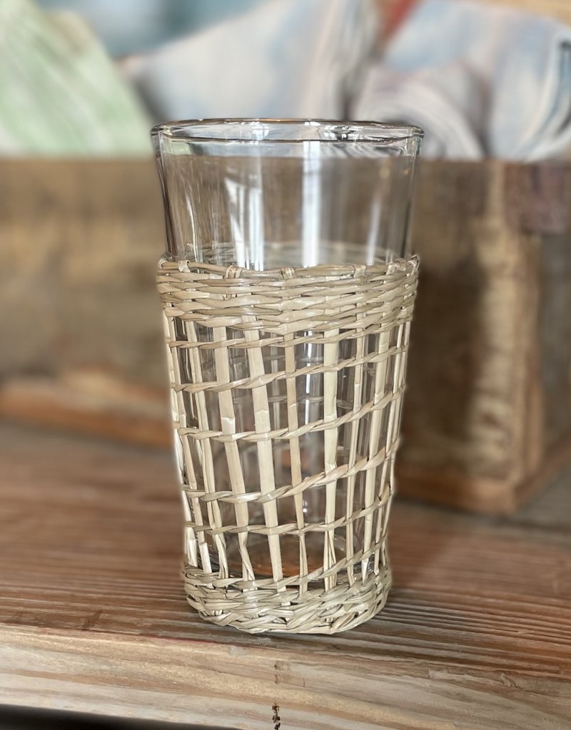 Drinking Glass w/ Woven Seagrass Sleeve