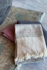 Natural, Mauve and Grey Cotton Tea Towels Set of 3