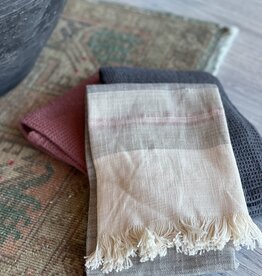 Natural, Mauve and Grey Cotton Tea Towels Set of 3