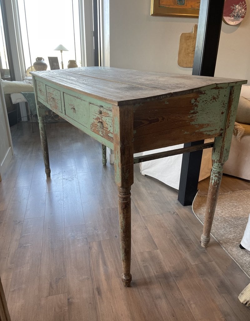 Vintage Painted Work Table (Slanted w/4 drawers)