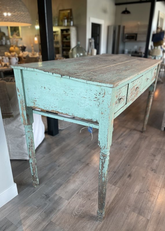 Vintage Painted Work Table (Slanted w/4 drawers)