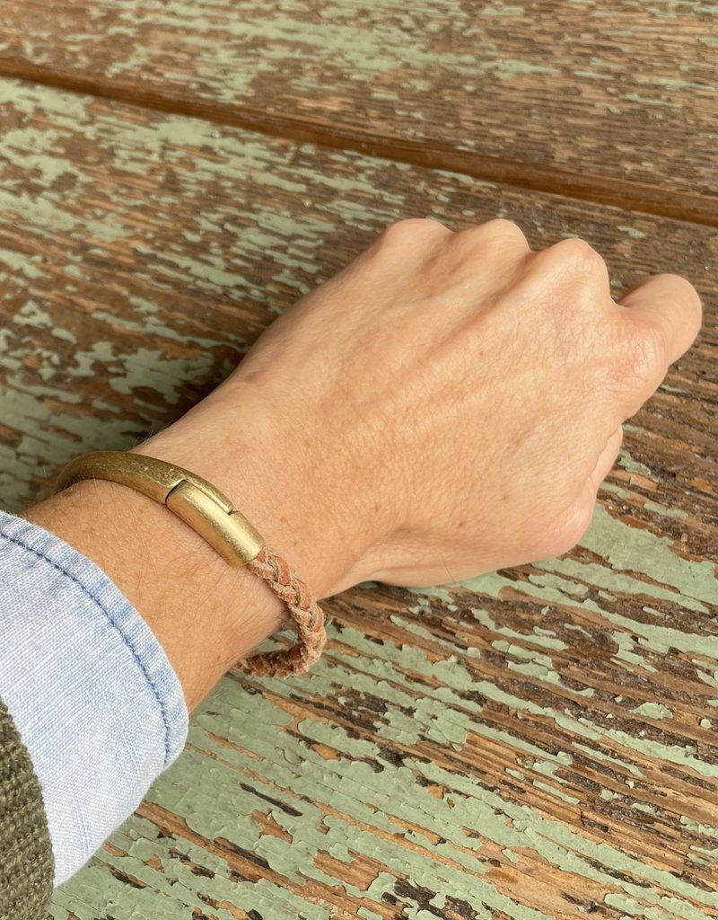 The Naked Bracelet Braided Leather With Brass Beljar Home