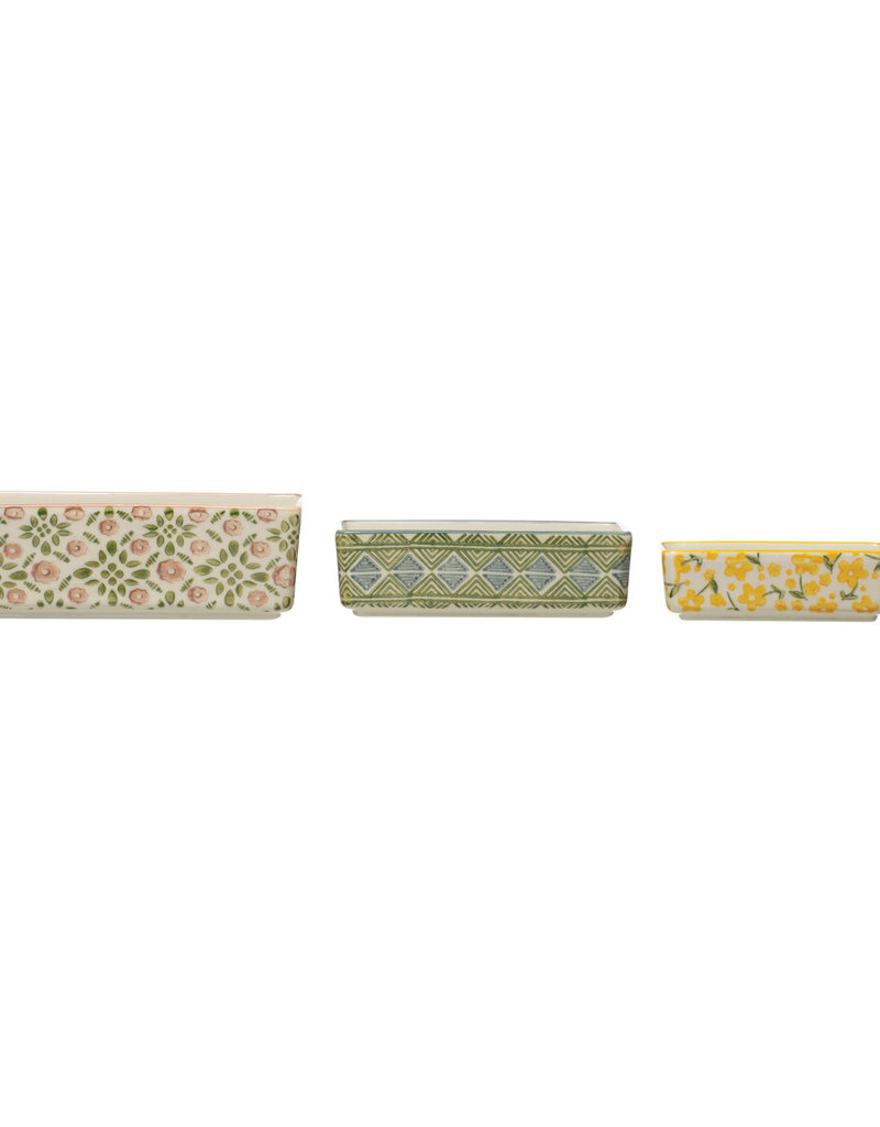 Hand-Stamped Stoneware Ramekins, Set of 3