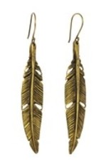 Penna Brass Feather Earrings