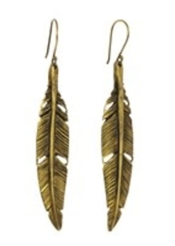 Penna Brass Feather Earrings