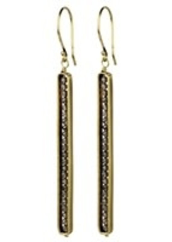 Linea Earring, Encased Grey  Moonstone