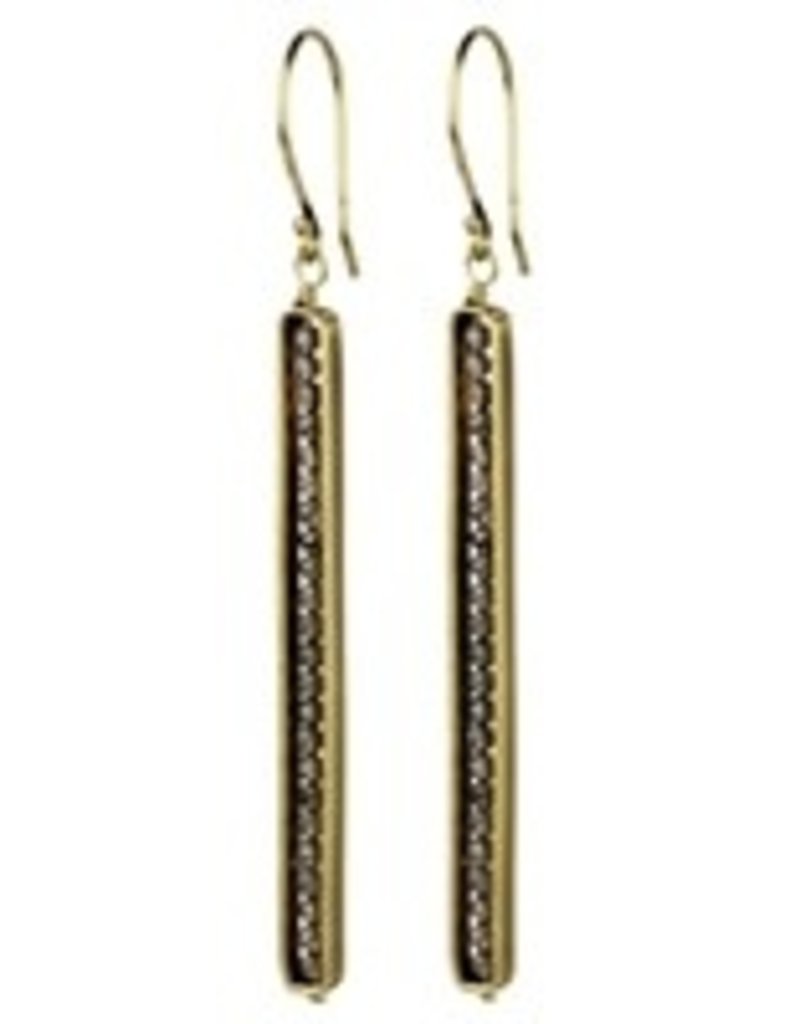 Linea Earring, Encased Grey  Moonstone