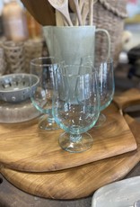 Recycled Blue Glass Footed Tulip Dinner Glass