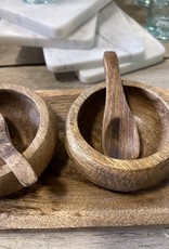 Mango Wood Tray with 3 Bowls and Spoons