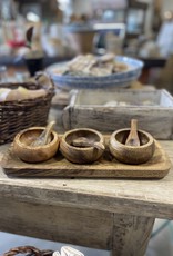 Mango Wood Tray with 3 Bowls and Spoons