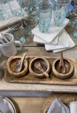 Mango Wood Tray with 3 Bowls and Spoons