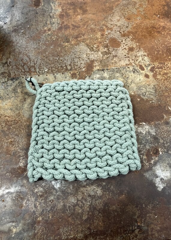 8" Square Cotton Crocheted Pot Holder - Teal